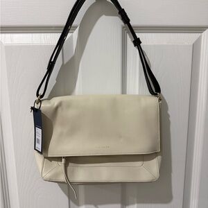 NWT Cole Haan Cameron Leather Shoulder Bag Ivory Black $278